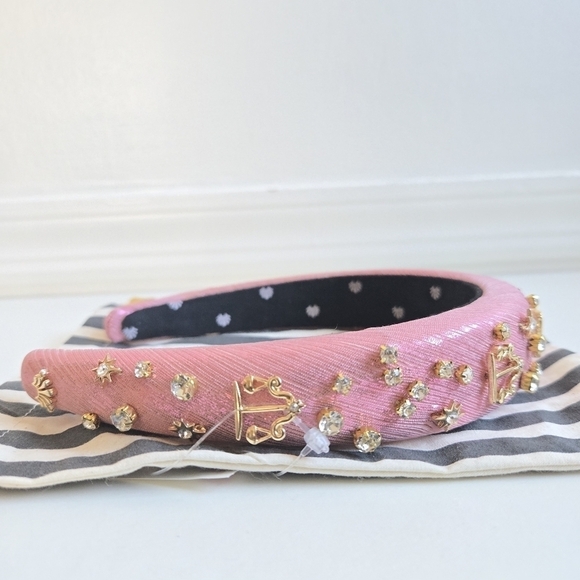 New Lele Sadoughi Zodiac Libra Alice Hand Embellished Rose Gold Lurex Headband main image 11